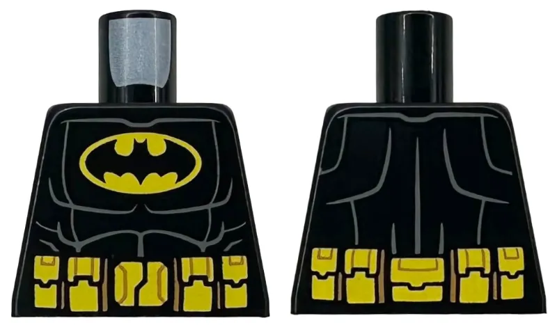 Torso Batman Suit with Bat in Yellow Oval Logo, Utility Belt with Pouches and Medium Nougat Details, Dark Bluish Gray Muscles Outline Pattern