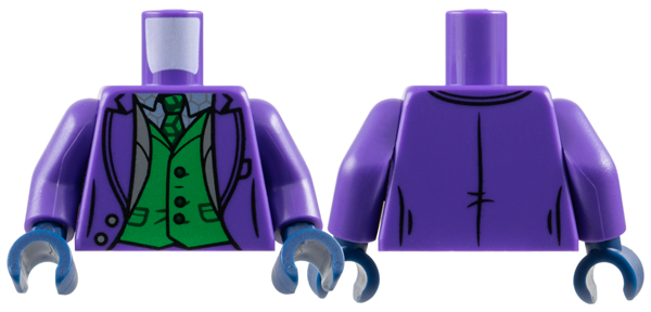 Torso Suit Jacket Open over Sand Blue Shirt and Green Tie and Vest with Dark Green Buttons and Pockets Pattern / Dark Purple Arms / Dark Blue Hands