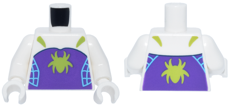 Torso Lime Spider and Straps on Dark Purple Panel with Medium Azure Webbing Pattern / White Arms / White Hands