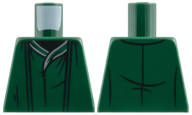 Torso Robe with Gathers, Lines and Dark Bluish Gray Collar Trim over Black Shirt Pattern