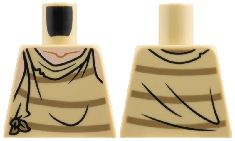 Torso Smock Tattered with Dark Tan Stripes and Knot, Light Nougat Neck and Shoulders Pattern