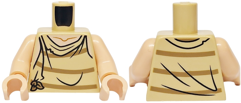 Torso Smock Tattered with Dark Tan Stripes and Knot, Light Nougat Neck and Shoulders Pattern / Light Nougat Arms / Light Nougat Hands