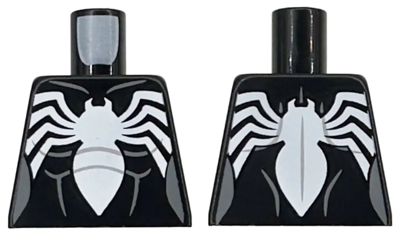 Torso Female Super Hero Costume with Dark Bluish Gray Muscles Outline and White Spider Front and Back Pattern