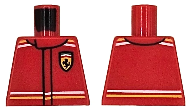 Torso Racing Suit with Ferrari Logo and White and Yellow Stripes on Shoulders and Waist Pattern