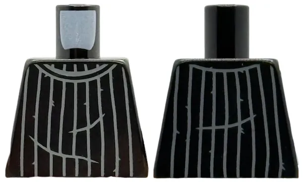 Torso Sweater with Dark Bluish Gray Collar, Folds and Vertical Stripes Pattern