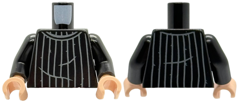 Torso Sweater with Dark Bluish Gray Collar, Folds and Vertical Stripes Pattern / Black Arms / Light Nougat Hands