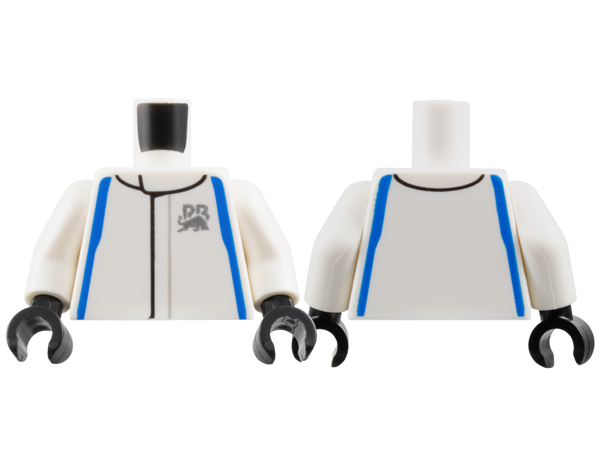 Torso Racing Suit with Blue Sides and Racing Bulls Formula 1 Logo Silver 'RB' and Bull Pattern / White Arms / Black Hands
