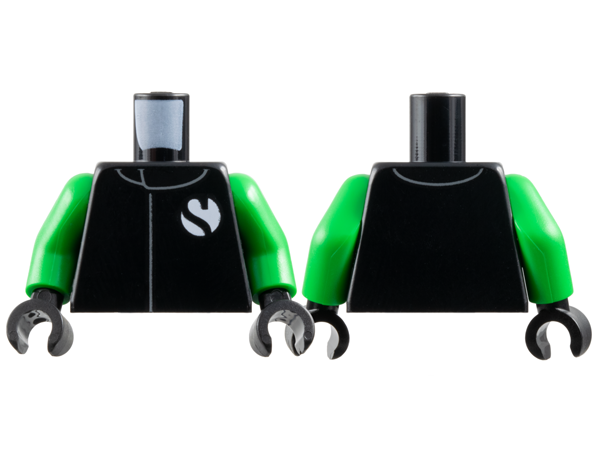 Torso Racing Suit with Sauber Formula 1 Logo Partial Capital Letter S on White Circle Pattern / Bright Green Arms / Black Hands