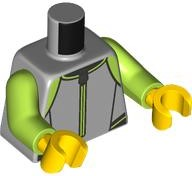 Torso Wetsuit with Lime and Black Panels and Trim, Dark Silver Zipper, Symbol in Circle on Back Pattern / Lime Arms / Yellow Hands