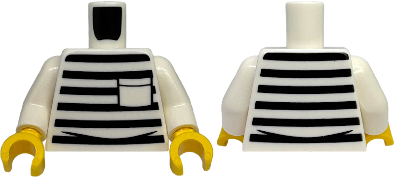 Torso Prison Uniform Shirt with Black Stripes and Pocket Pattern / White Arms / Yellow Hands