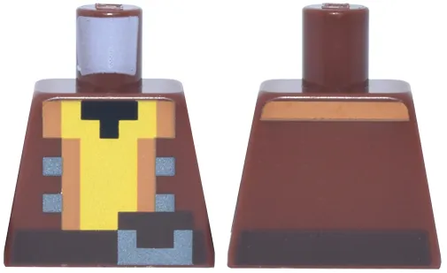 Torso Pixelated Jacket Open, Medium Nougat Trim, Dark Silver Buttons, Yellow Shirt, Dark Brown Belt, Black Neck Pattern