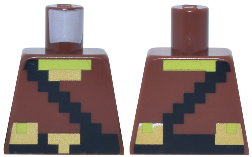 Torso Pixelated Tunic, Black Strap and Belt with Buckle, Gold Collar and Pouches, Lime Neck Pattern