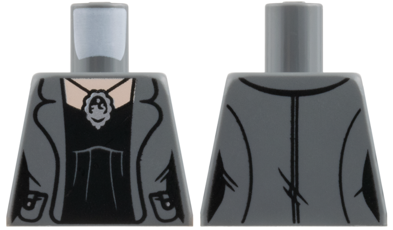 Torso Female Jacket Open with Pockets, Black Top, Silver Pendant Necklace, Light Nougat Neck Pattern