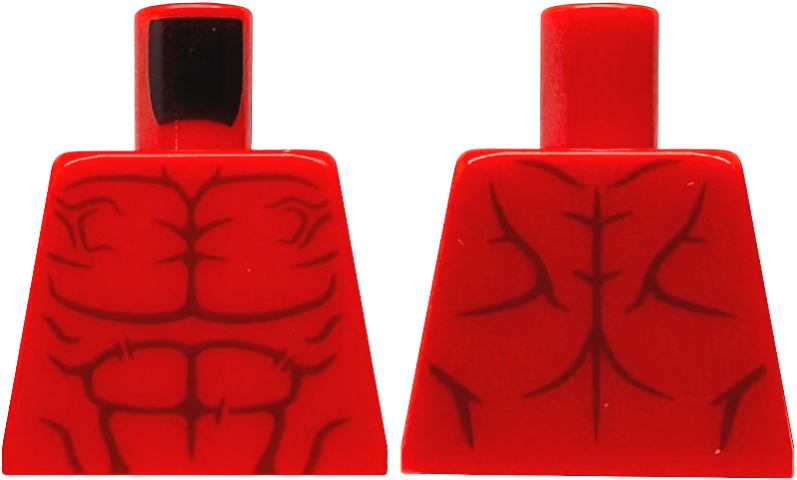 Torso Bare Chest with Dark Red Muscles Outline, Veins and Wrinkles Pattern