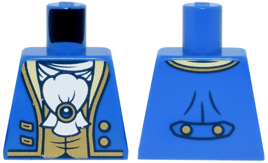 Torso Tailcoat Open with Gold Trim, Buttons and Vest, White Ascot with Brooch Pattern