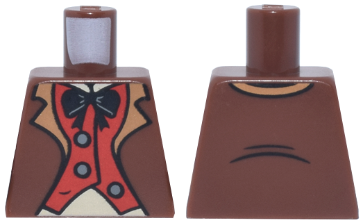 Torso Jacket Open, Medium Nougat Lapels, Red Vest, Dark Bluish Gray Buttons, Bright Light Yellow Shirt, Black Bow Tie Pattern