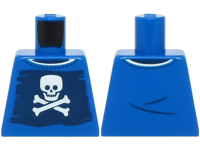 Torso Shirt with Collar and Dark Blue Pirate Flag with White Skull and Crossbones (Jolly Roger) Pattern (BAM)