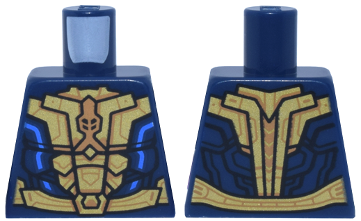 Torso Gold and Medium Nougat Breastplate and Belt, Blue Armor Accents Pattern