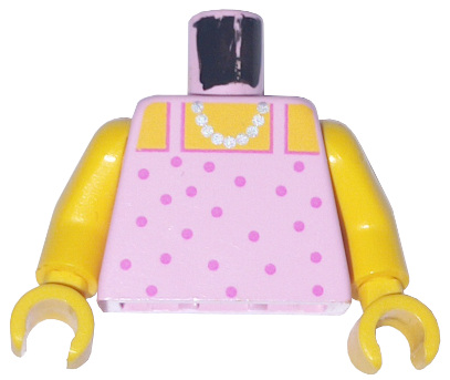 Torso Paradisa Dark Pink Dot Top with Silver Necklace Pattern / Yellow Arms / Yellow Hands