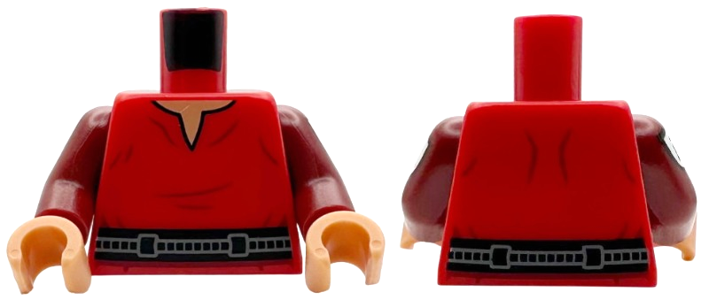 Torso Shirt with Dark Red Creases, Black and Dark Bluish Gray Belt, Nougat Neck Pattern / Dark Red Arms with SW Kaminoan Emblem Pattern / Nougat Hands