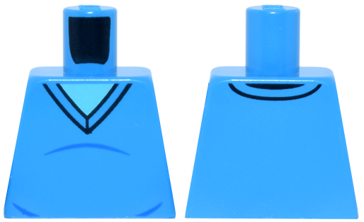 Torso V-Neck Sweater with Black Trim and Blue Creases over Medium Azure Shirt Pattern