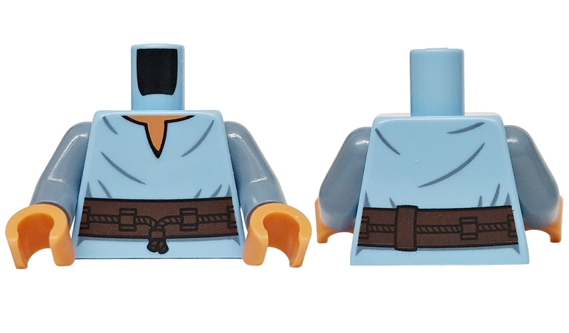 Torso Tunic with Belt with Sand Blue Wrinkles Pattern / Sand Blue Arms / Nougat Hands