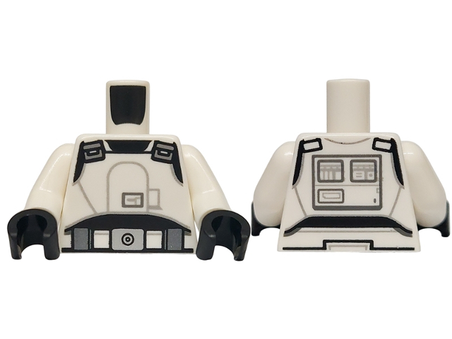 Torso SW Armor ISB, Belt with Dark Silver Pouches and Silver Buckle, Shoulder Belts with Buckles and Black Panel Pattern / White Arms / Black Hands