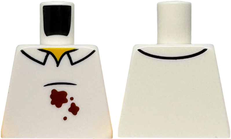 Torso Shirt with Collar, Black Stomach Line, Reddish Brown Stains, Yellow Neck Pattern