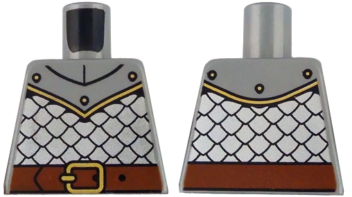 Torso Silver Armor, Reddish Brown Belt with Gold Buckle, Panel with 3 Rivets Pattern