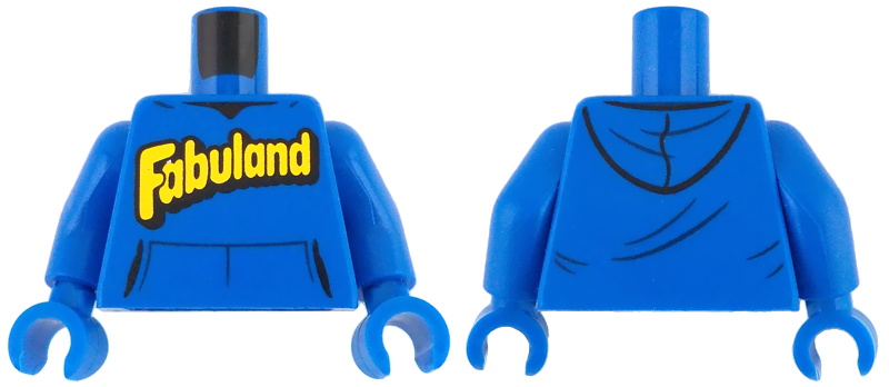 Torso Hoodie with Kangaroo Pocket and Yellow and Black Fabuland Logo Pattern / Blue Arms / Blue Hands
