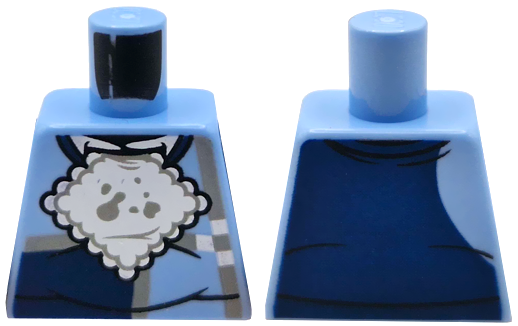 Torso Sweater with Dark Blue Panels and Light Bluish Gray Rectangles, White Shirt, Napkin with Spots Pattern