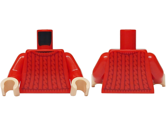 Torso Sweater with Dark Red Knit Pattern / Red Arms / Light Nougat Hands