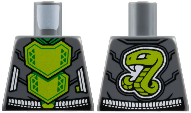 Torso Armor, Lime Breastplate with Bright Green Triangles and Trim, White Belt, Snake on Back Pattern