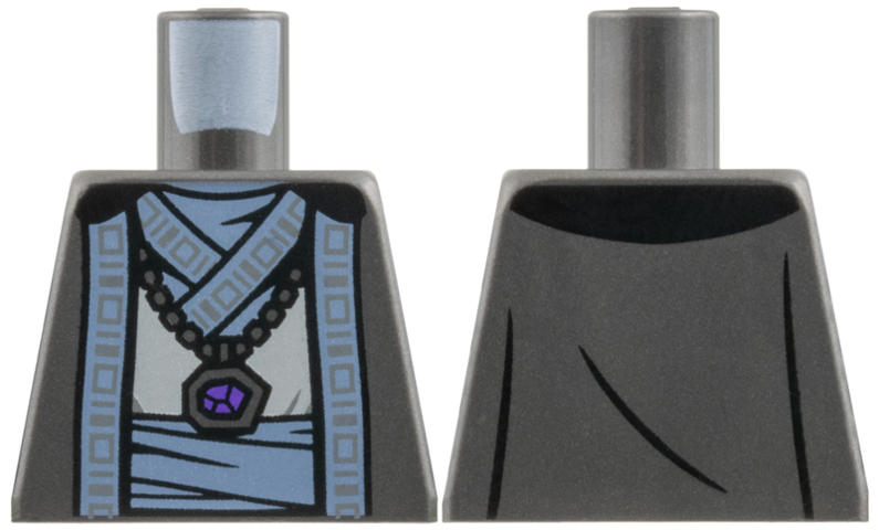 Torso SW Robe over Light Bluish Gray Shirt, Sand Blue Trim and Waistband, Pendant Necklace Pattern