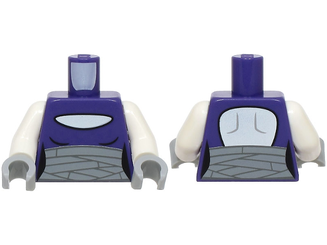 Torso Female Dress Top over White Skin, Light Bluish Gray Wrappings Pattern / White Arms / Light Bluish Gray Hands