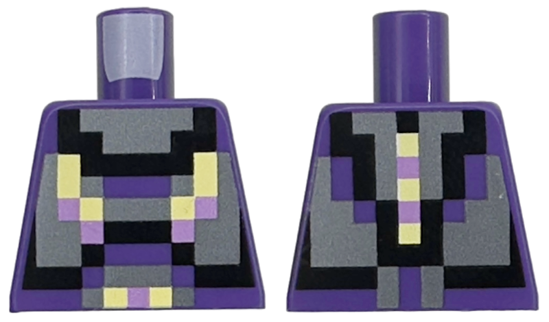 Torso Pixelated Dark Silver, Black, Bright Light Yellow, and Medium Lavender Armor Pattern