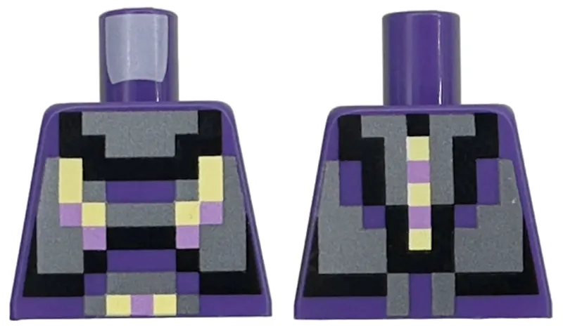 Torso Pixelated Dark Silver, Black, Bright Light Yellow, and Medium Lavender Armor Pattern