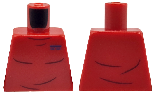 Torso Crew Neck Shirt with Dark Red Creases and Blue Name Tag Pattern