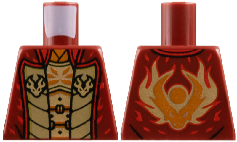 Torso Vest with Dark Tan Lapels over Gold Breastplate, Dragon Logos Pattern