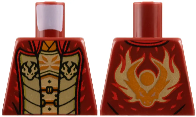 Torso Vest with Dark Tan Lapels over Gold Breastplate, Dragon Logos Pattern