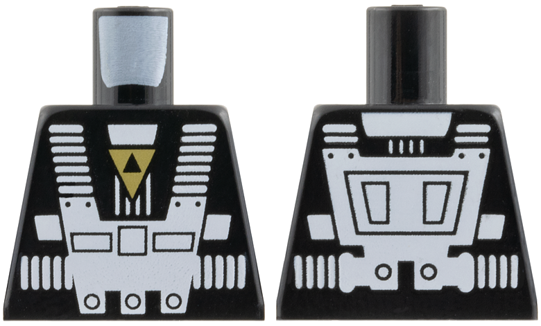 Torso Space White Harness and Chest Panel with Rivets, Gold Blacktron I Logo Pattern