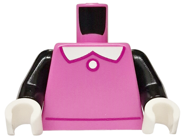 Torso White Collar and Button with Magenta Outline Pattern / Black Arms / White Hands