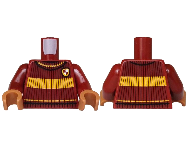 Torso Knit Sweater with Yellow Stripes and Gryffindor Shield Pattern / Dark Red Arms / Medium Nougat Hands