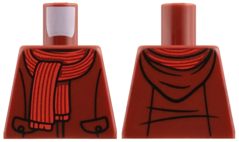 Torso Hoodie with Black Trim and Pockets, Red Striped Scarf Pattern