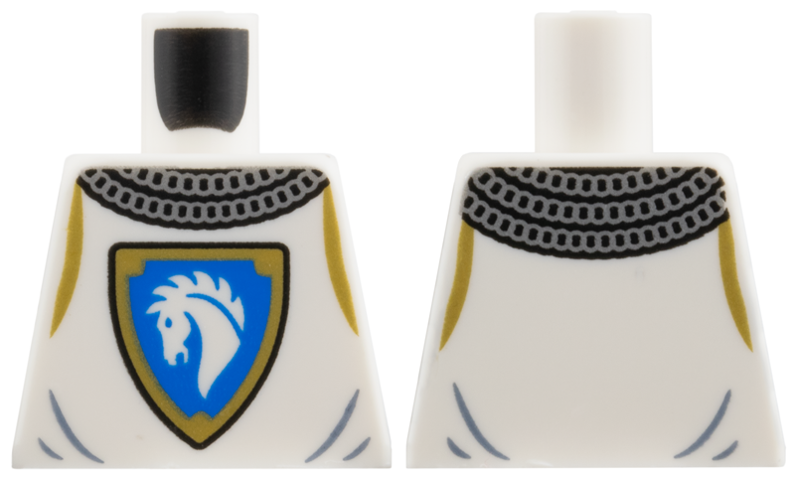 Torso Castle Surcoat, Silver Chain Mail Collar, Blue and Gold Horse Knight Shield Pattern