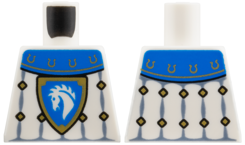 Torso Castle Surcoat, Blue Collar with Gold Horseshoes, Sand Blue Trim with Diamonds, Horse Knight Shield Pattern