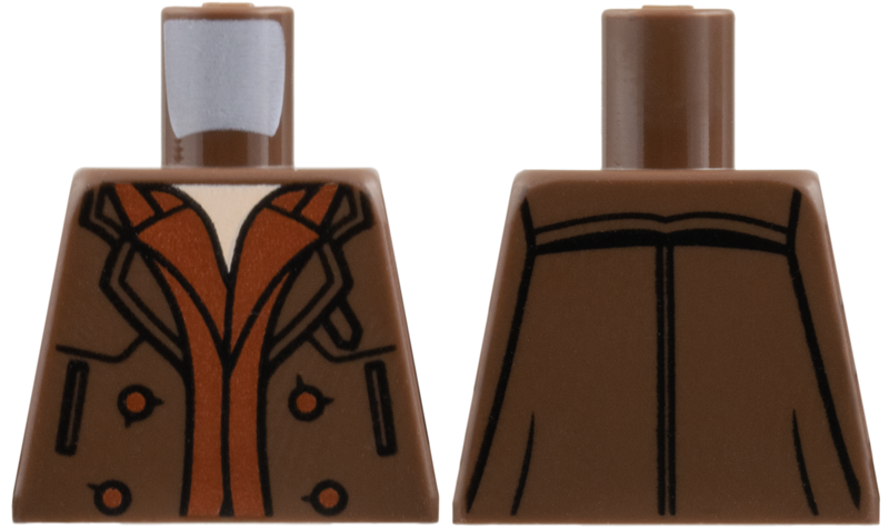 Torso Trenchcoat, Dark Orange Hems and Buttons, Light Nougat Neck Pattern