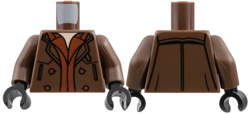 Torso Trenchcoat, Dark Orange Hems and Buttons, Light Nougat Neck Pattern / Umber Arms / Black Hands
