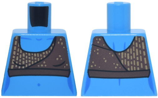 Torso Female SW Wrap Halter Top with Tan Dotted Lines, Bare Skin, Blue Collar Bone and Navel Pattern