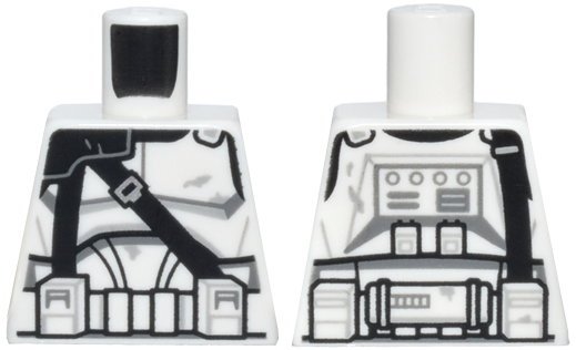 Torso SW Armor Clone Trooper, Black Pauldron with Diagonal Straps and Detailed Belt Pattern